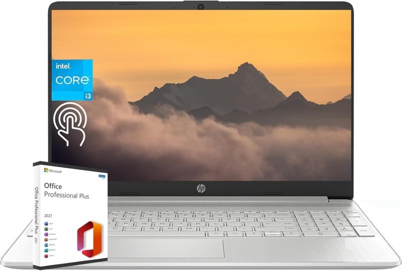HP 2024 Newest Laptop for Business and Student, 15.6" HD Touchscreen, Intel 6 - Core i3 - 1215U Processor, 16GB RAM, 512GB SSD, lntel UHD Graphics, Windows 11 Home, with Microsoft Office Lifetime LicenseHP