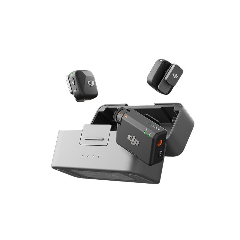 DJI Mic Mini (2TX+1RX+Charging Case), Detail-Rich Audio, 48h Use, Noise Cancelling, Automatic Limiting, Wireless Mic for Camera/iPhone/Android, Vlog, UAE Version, DJI Official Warranty Support
