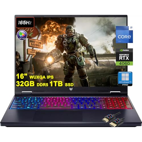 Acer Predator Helios Neo 16 Gaming Laptop | 16" WUXGA IPS 165Hz (100% sRGB) | Intel 24-Core i9-14900HX | 32GB DDR5 1TB SSD | GeForce RTX 4060 8GB | RGB Backlit Killer AX1675i Win11Pro w/DLCA Accessory