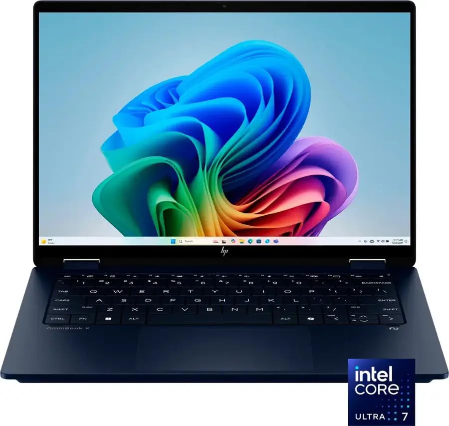 HP OmniBook X Flip 2-in-1 Business Laptop, 2025, 14" 1920x1200 Touch, Intel Core Ultra 7 150U, 16GB LPDDR5, 1TB SSD, Win11 Pro, Backlit KB, Wi-Fi 6E, BT 5.3, Thunderbolt 4, 5MP IR Camera, Silver