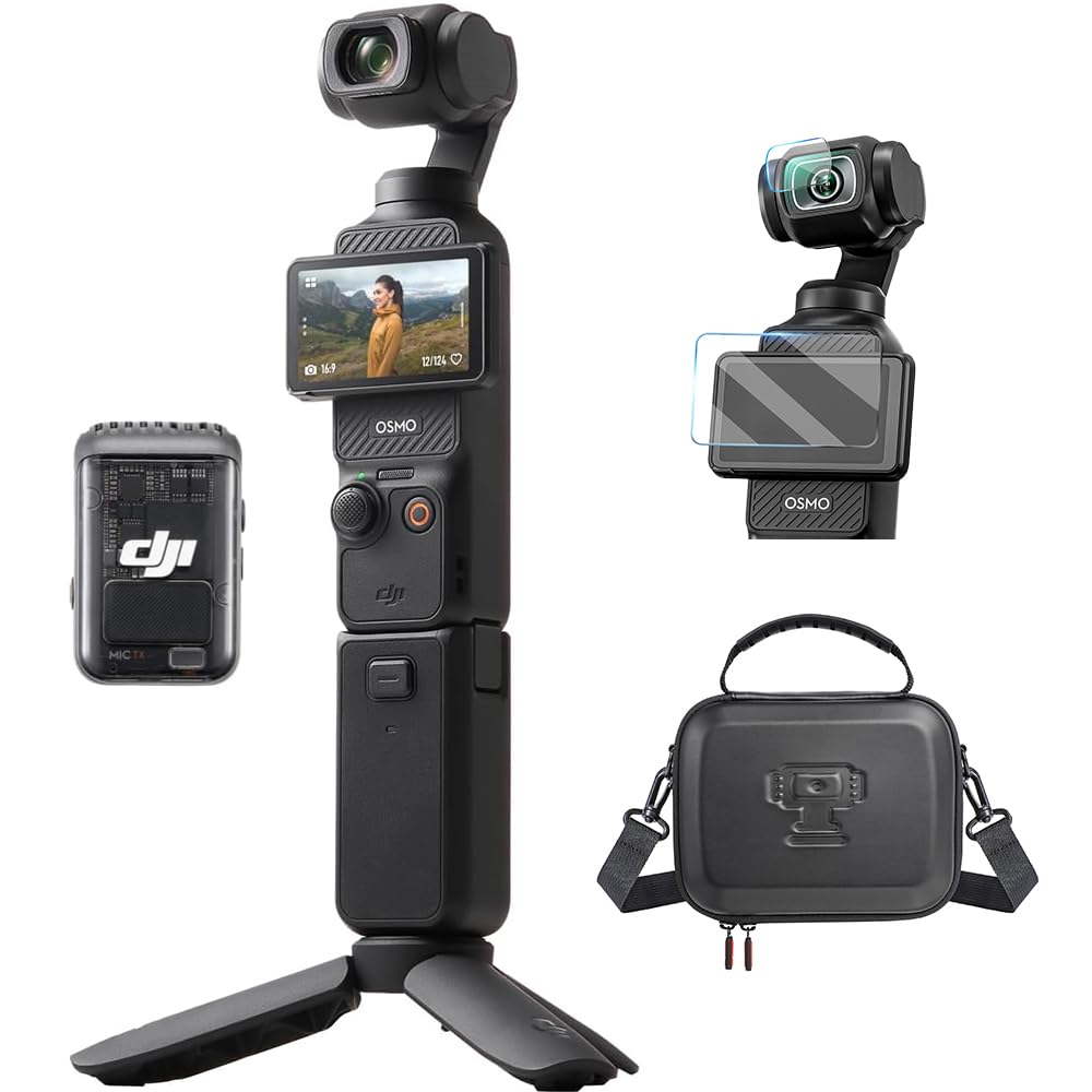 DJI Osmo Pocket 3 Combo, vlog Camera 4K with 1-Inch CMOS and 4K/120fps Video, 3-Axis Stabilization, Digital Camera, Fast Focus, Includes Microphone for Clear Sound, YouTube