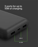 Belkin USB C Portable Charger 20000 Mah, 20K Power Bank With Type Input Output Port And 2 A Ports Included To Cable For Iphone, Galaxy, More – Black