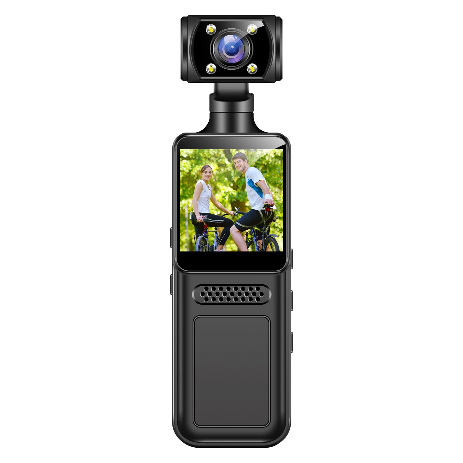Handheld Action Camera, 4K HD WiFi Sports Camera with 180° Rotating Lens, 1.3 Inch HD Screen, 135° Ultra Wide, LED Flashlight, APP Control, Poc ket Camcorder for Travel