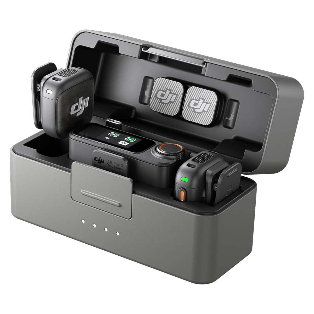 DJI Mic 3 (2 TX + 1 RX + Charging Case), Wireless Microphone for iPhone/Camera/Android, Adaptive Gain Control Balanced Volume, Dual Band Anti-Interference, 28h Use, UAE Version with Official Warranty