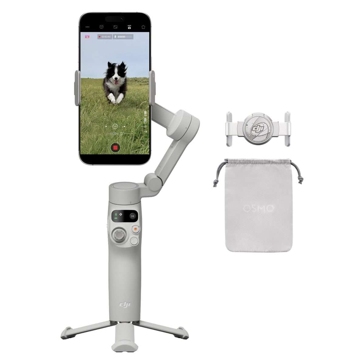 DJI Osmo Mobile 7 Gimbal Stabilizer for iPhone, Android, Built-in Tripod, Comfortable Grip, 3-Axis Phone Gimbal, ActiveTrack 7.0, OneTap Edit, Phone Charging,UAE Version, Official Warranty Support
