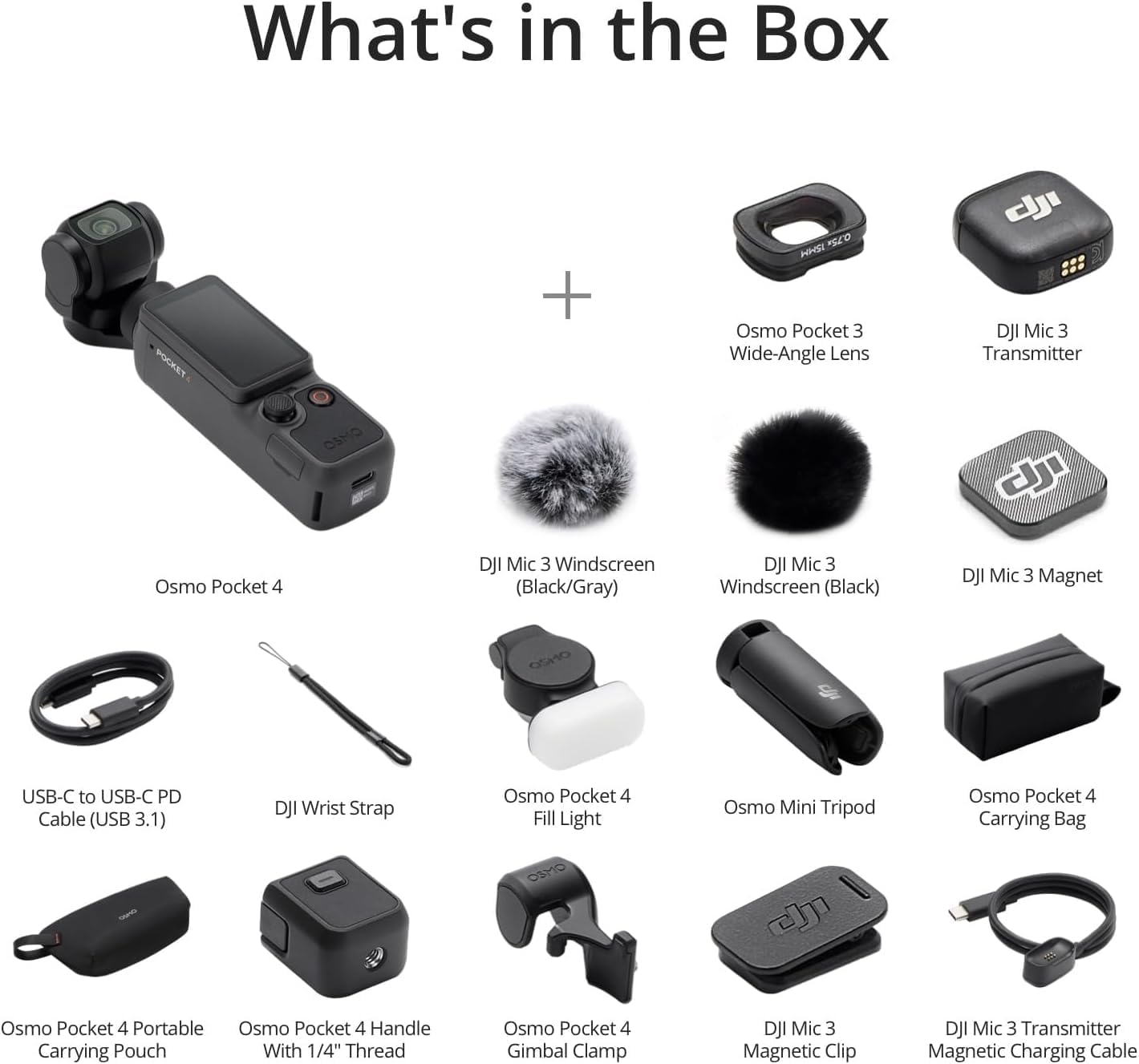 DJI Osmo Pocket 4 Creator Combo, Pocket Gimbal Vlog Camera, 1″ CMOS & 4K/240fps, 3-Axis, 2× Lossless Zoom, 107GB Built-in Storage, Mic 3 Transmitter, Osmo Mini Tripod, UAE Version, Official Warranty