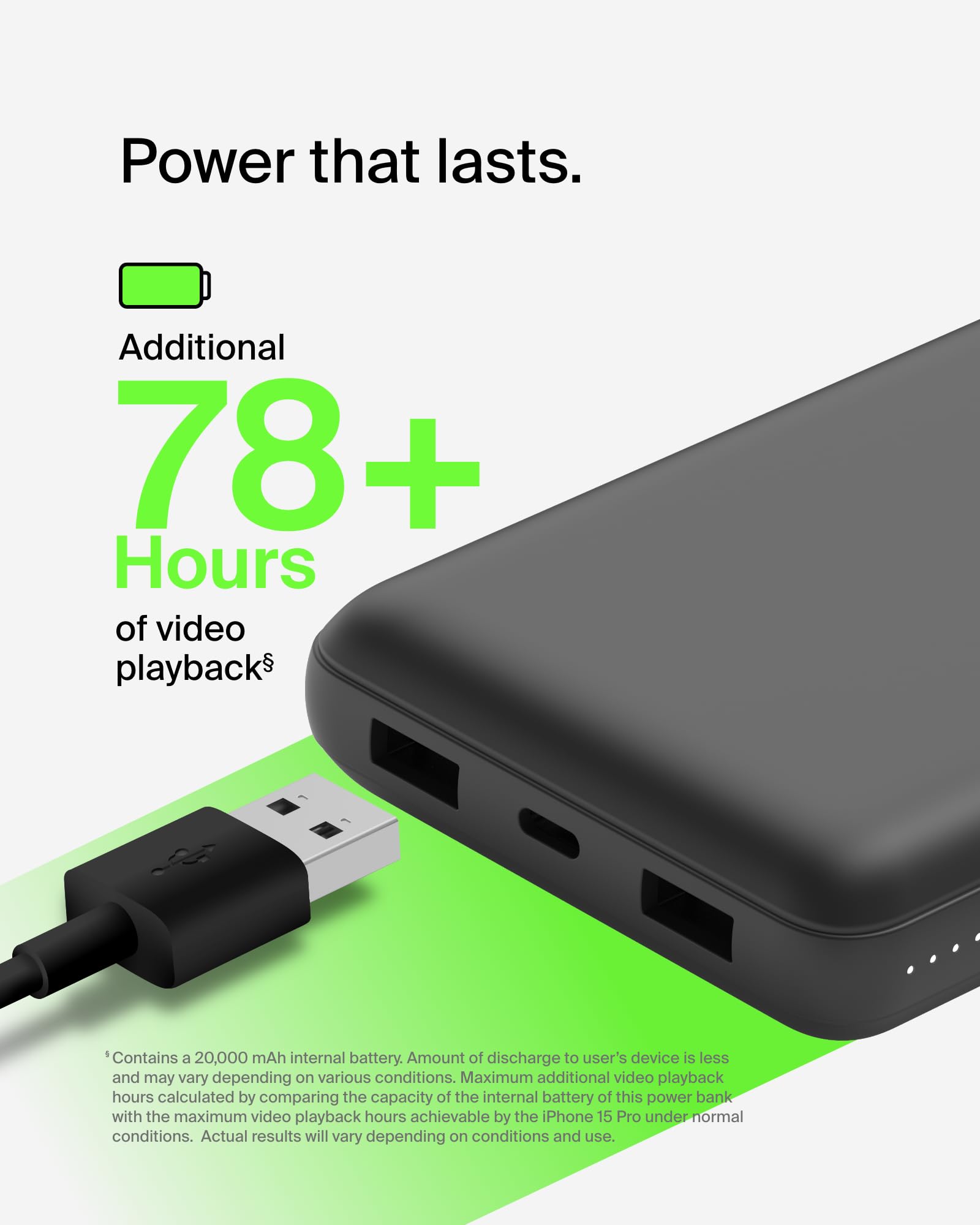 Belkin USB C Portable Charger 20000 Mah, 20K Power Bank With Type Input Output Port And 2 A Ports Included To Cable For Iphone, Galaxy, More – Black