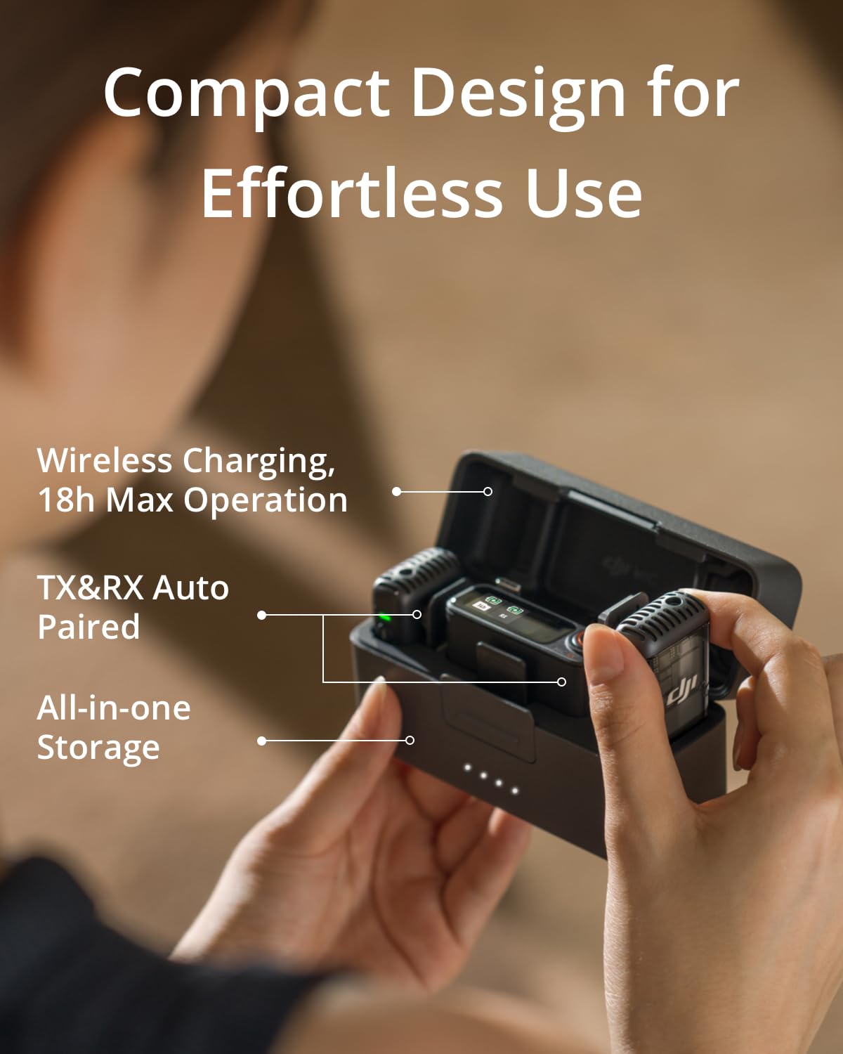 DJI Mic 2, Wireless Lavalier Microphone, Noise Cancelling, 48kHz 32-bit Float Internal Recording, 820 ft.(250m) Range, 18H Battery with Charging Case, Microphone for Camera/Phone, Vlog, Streaming