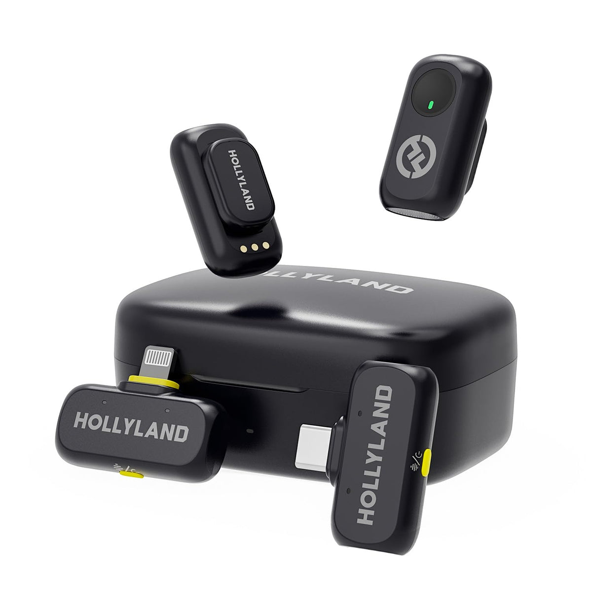 Hollyland LARK A1 Combo Wireless Microphone for iPhone & Android, Pure Sound, 3-Level Intelligent Noise Cancellation, Magnetic Mini Microphone for Vlogging, YouTube, Podcast, TikTok (Black Version)