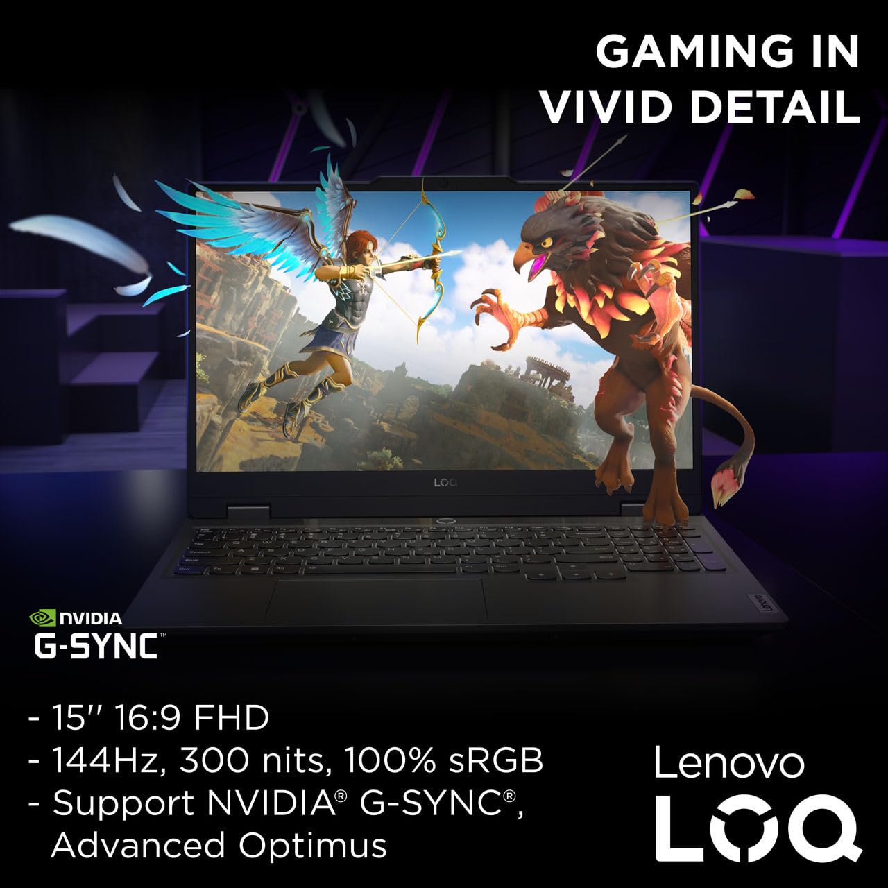 Lenovo LOQ 15IAX9 Gaming Laptop with LA1 AI Chip, 15.6" FHD 144Hz Display, Intel i5-12450HX, 24GB RAM, 512GB SSD, RTX 4050 6GB, Backlit Eng- Ar KB, Win 11, Luna Grey - [83GS00C3AX]