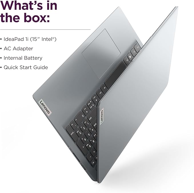 Lenovo Ideapad 1i 15.6" Full HD Laptop, 13th Gen Intel Core i5-1335U, 16GB RAM, 256GB SSD, Intel Iris Xe Graphics, Windows 11 Home, English Keyboard, Cloud Grey