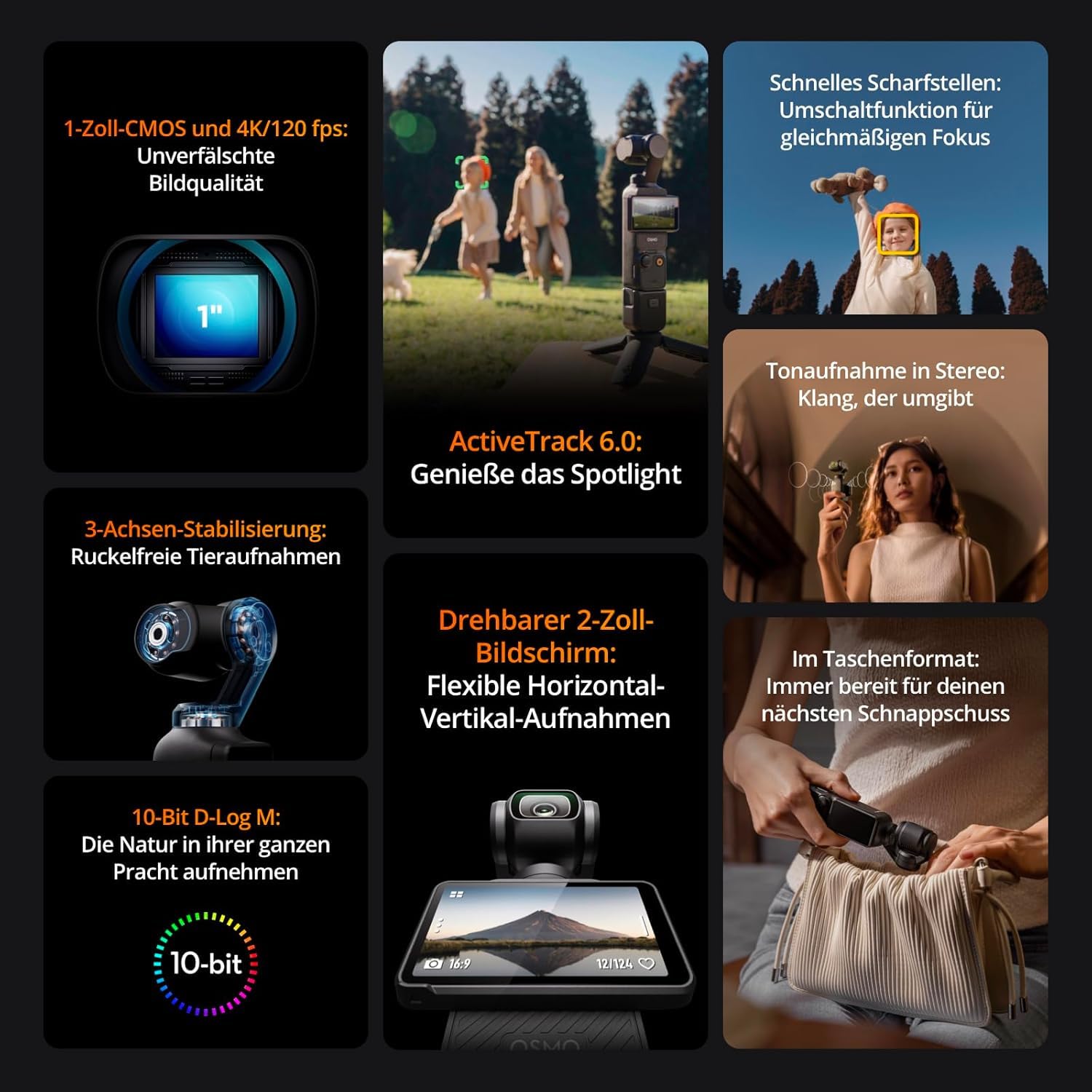 DJI Osmo Pocket 3 Combo, vlog Camera 4K with 1-Inch CMOS and 4K/120fps Video, 3-Axis Stabilization, Digital Camera, Fast Focus, Includes Microphone for Clear Sound, YouTube