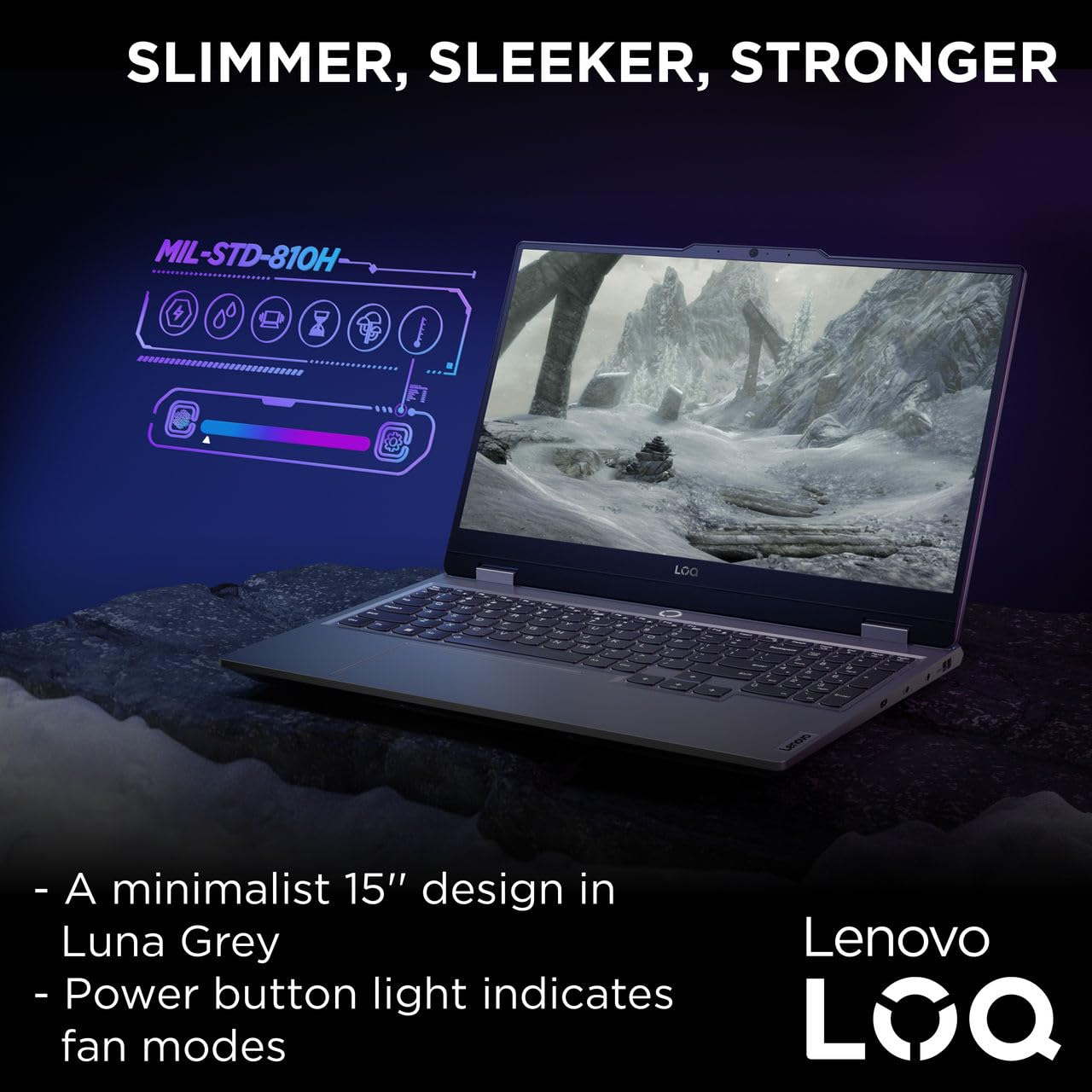 Lenovo LOQ 15IAX9 Gaming Laptop with LA1 AI Chip, 15.6" FHD 144Hz Display, Intel i5-12450HX, 24GB RAM, 512GB SSD, RTX 4050 6GB, Backlit Eng- Ar KB, Win 11, Luna Grey - [83GS00C3AX]
