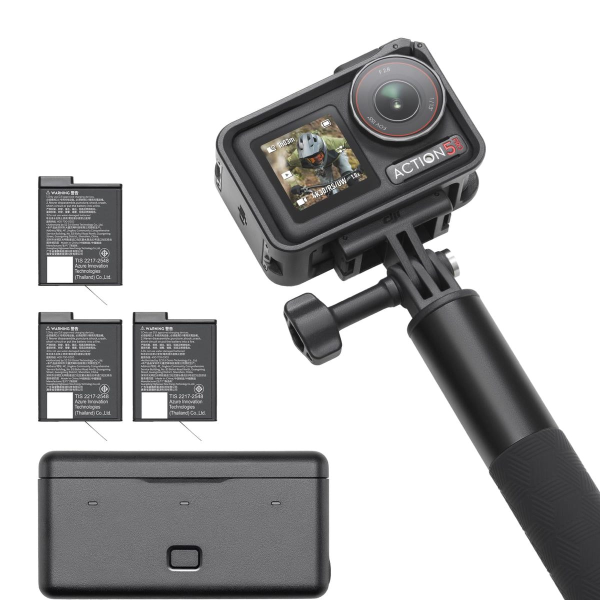 DJI Osmo Action 5 Pro Adventure Combo - Revolutionary Image Quality Action Camera, Bursting With 40MP of Action,upgraded to 4K/120fps,1/1.3″Sensor, Dual OLED Touchscreens,47GB Built-in Storage.