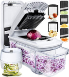 Fullstar Mandoline Slicer for Kitchen - Vegetable Chopper, Onion Potato Food Veggie Fruit Slicer and Cutter with Container, Kitchen Gadgets & Gifts, Home Essentials (6 in 1, Black/White)