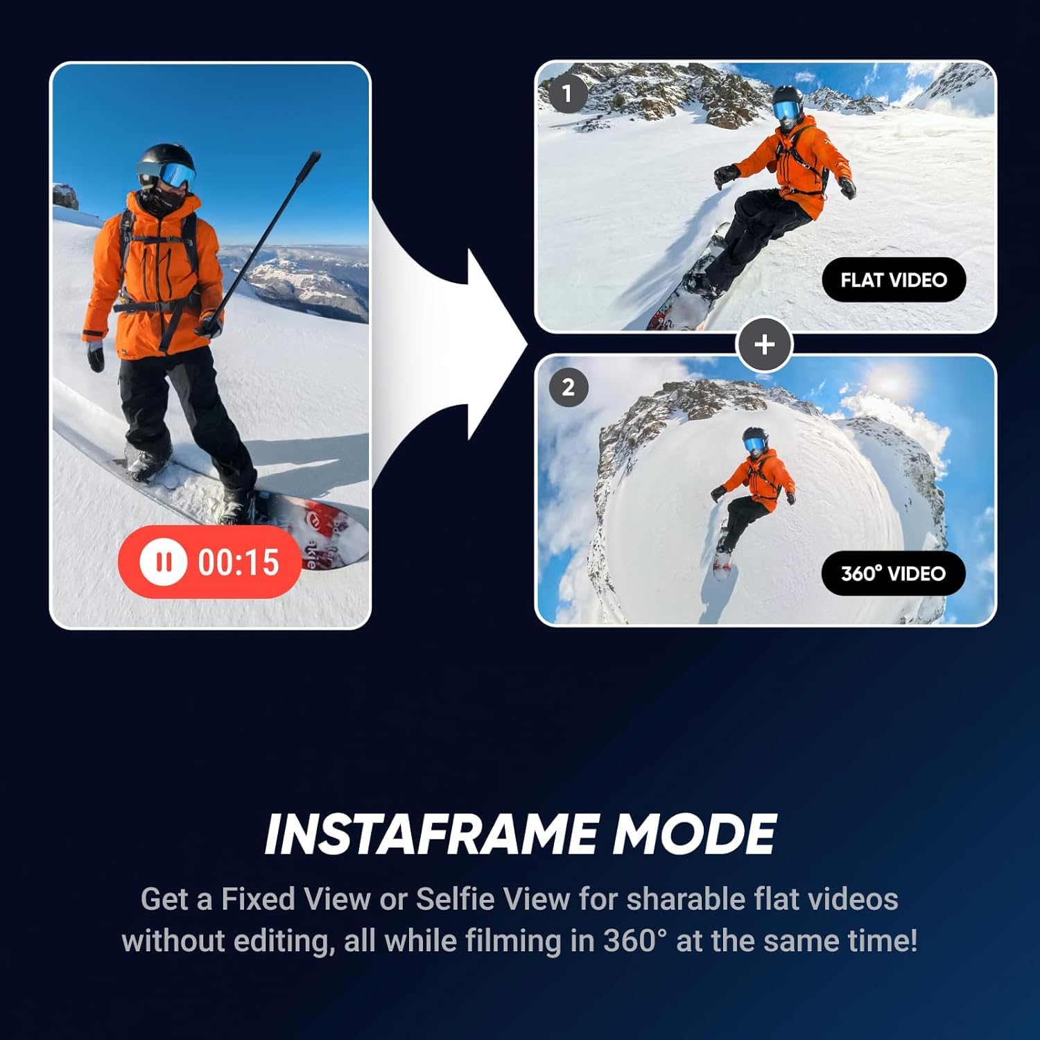 Insta360 X5 - Waterproof 8K 360° Action Camera, Leading Low Light, Invisible Selfie Stick Effect, Rugged and Replaceable Lens, 3-Hour Battery, Triple AI Chip Design, UAE Version
