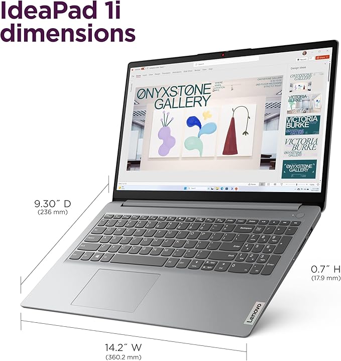 Lenovo Ideapad 1i 15.6" Full HD Laptop, 13th Gen Intel Core i5-1335U, 16GB RAM, 256GB SSD, Intel Iris Xe Graphics, Windows 11 Home, English Keyboard, Cloud Grey
