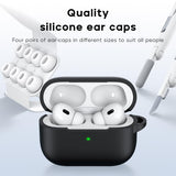 RFUNGUANGO Compatible with AirPods Pro 2nd Generation Case(2023/2022/2019), Soft Silicone Protection AirPod Pro Case Cover(USB-C/Lightning Cable) with Cleaner kit&EarTips,Black