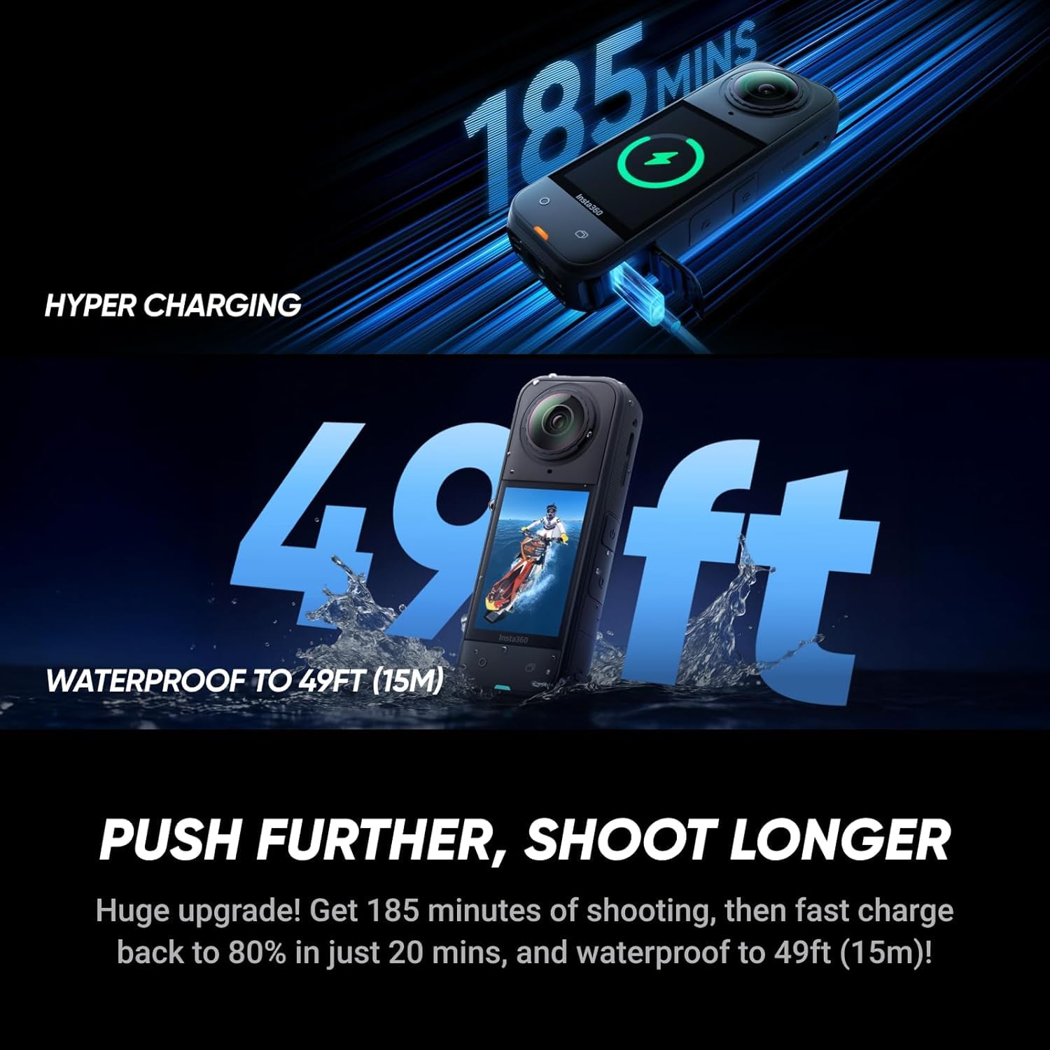 Insta360 X5 - Waterproof 8K 360° Action Camera, Leading Low Light, Invisible Selfie Stick Effect, Rugged and Replaceable Lens, 3-Hour Battery, Triple AI Chip Design, UAE Version