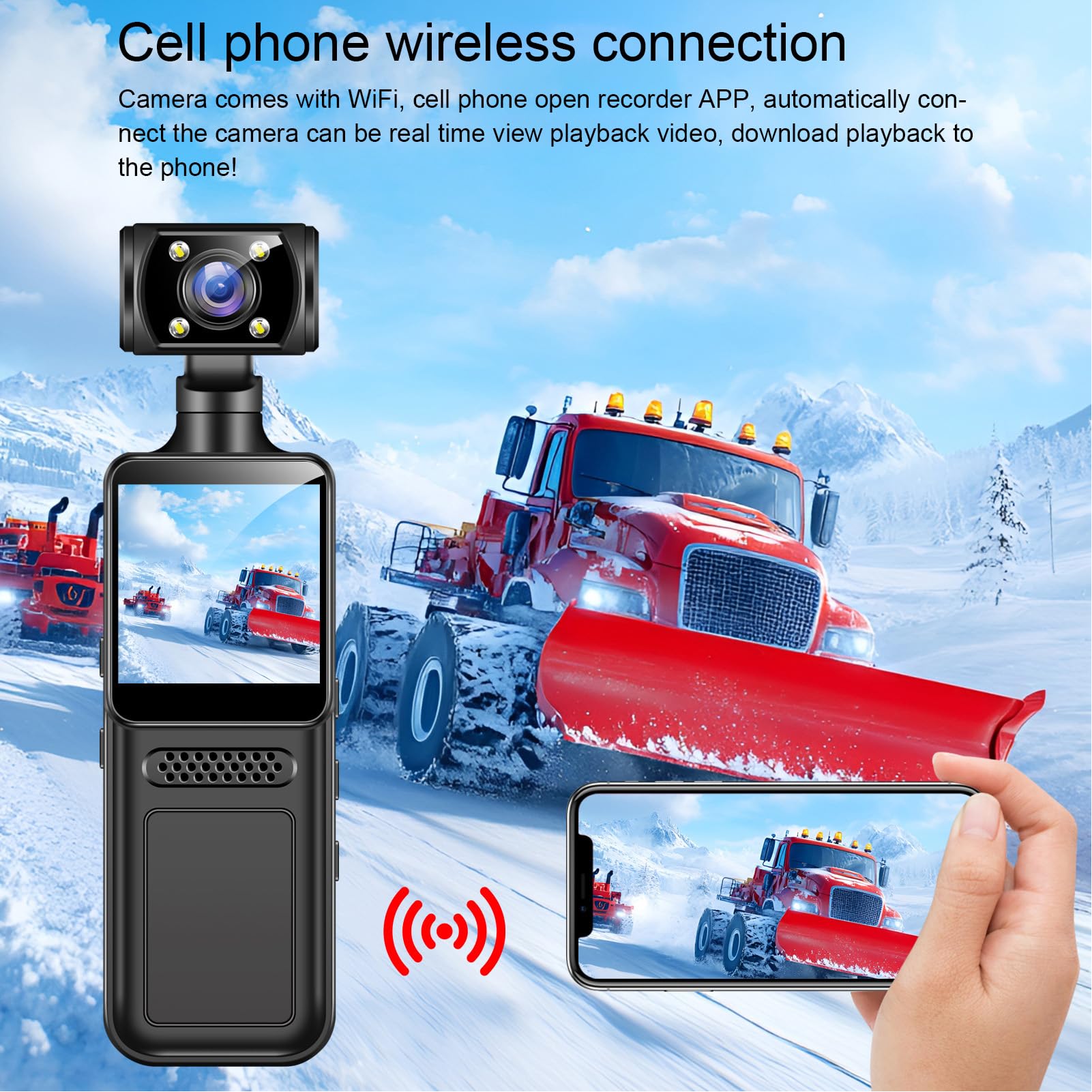Handheld Action Camera, 4K HD WiFi Sports Camera with 180° Rotating Lens, 1.3 Inch HD Screen, 135° Ultra Wide, LED Flashlight, APP Control, Poc ket Camcorder for Travel