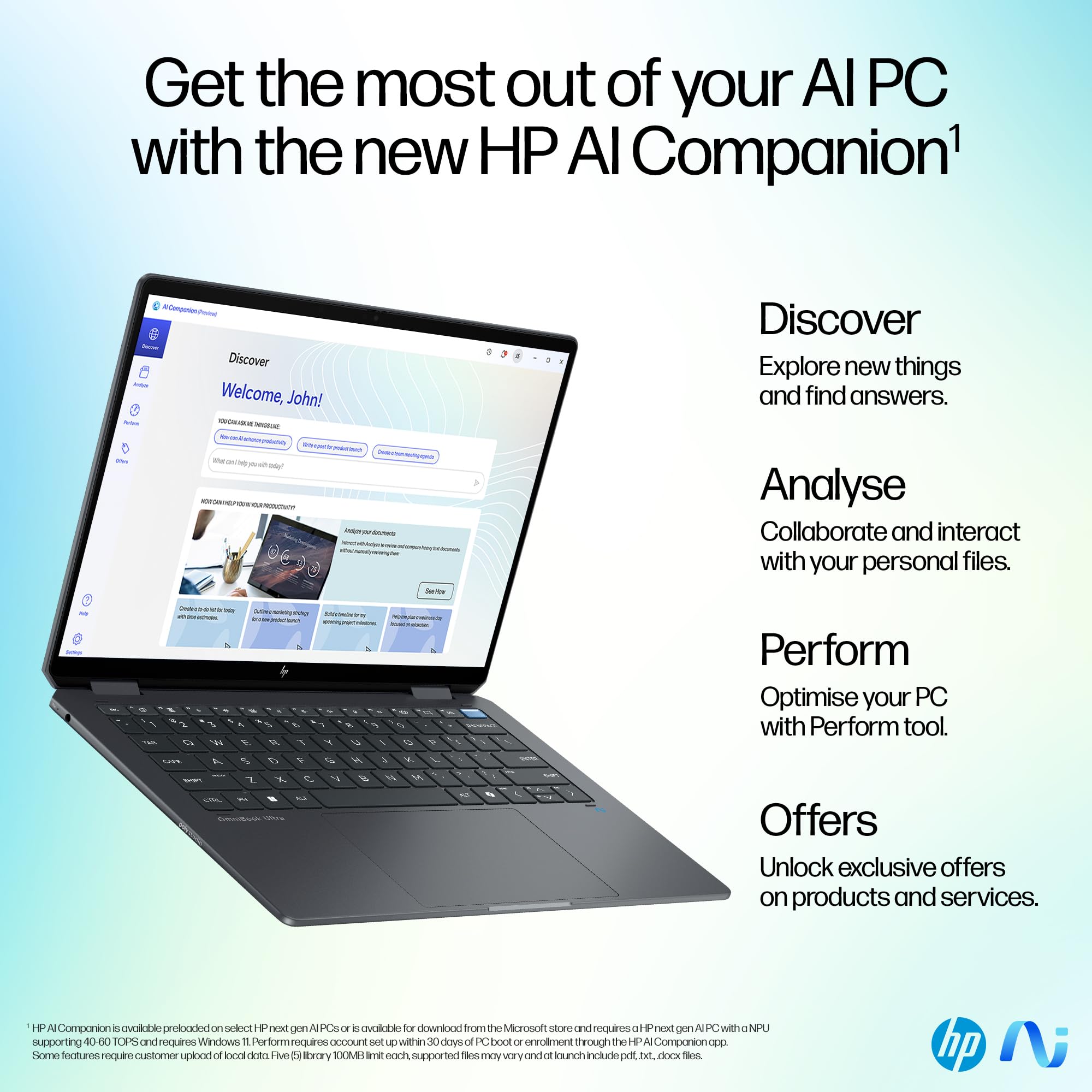 HP OmniBook Ultra Flip Laptop 14-fh0007ne, Intel Core Ultra 9-288V, 14" 3K 120Hz OLED Touch Display, 32GB RAM, 1TB SSD, Integrated Intel® Arc™ Graphics, Eng/Ar KB, Win11, Eclipse gray [B4JS1EA]