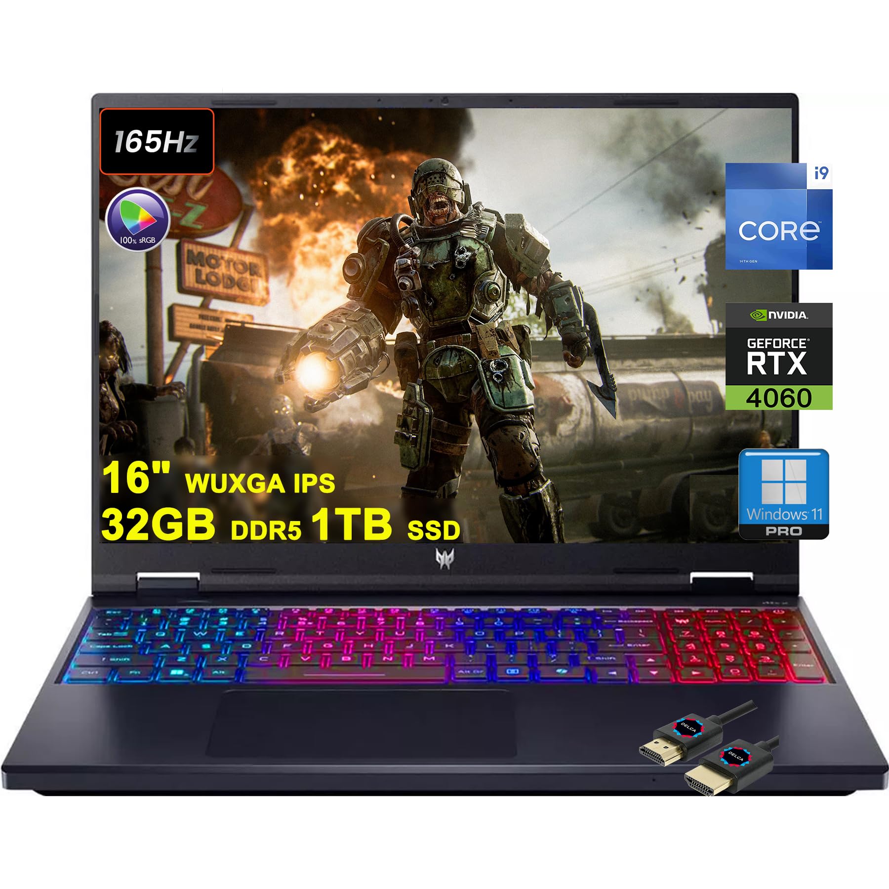 Acer Predator Helios Neo 16 Gaming Laptop | 16" WUXGA IPS 165Hz (100% sRGB) | Intel 24-Core i9-14900HX | 32GB DDR5 1TB SSD | GeForce RTX 4060 8GB | RGB Backlit Killer AX1675i Win11Pro w/DLCA Accessory