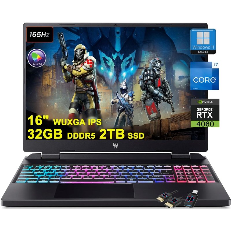acer Predator Helios Neo 16 Gaming Laptop | 16" WUXGA IPS 165Hz 100% sRGB | Intel 14 - Core i7 - 13650HX | 32GB DDR5 2TB SSD | GeForce RTX 4060 8GB | RGB Backlit Killer AX1650 Win11Pro w/DLCA Accessory‎acer