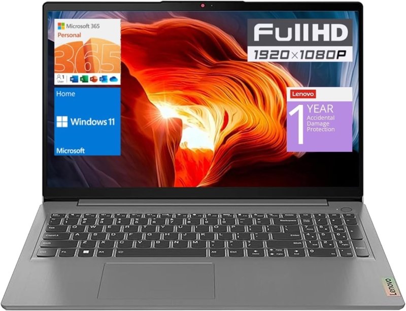 LENOVO IdeaPad 1 Laptop, 15.6” FHD Display, Intel Celeron N4500 Processor, 20GB RAM, 1TB SSD, SD Card Reader, Numeric Keypad, HDMI, Wi - Fi 6, Windows 11 Home, 1 Year Office 365, Grey‎Lenovo