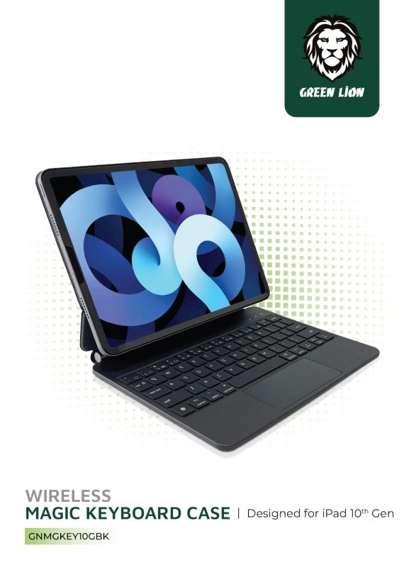 Magic Keyboard (Arabic/English) 500mAh by Green Lion Compatible with iPad 10.9/10th Gen. 2022, Foldable & Portable, High Sensitivity Touchpad, Backlight with Brightness Adjustable‎Green Lion