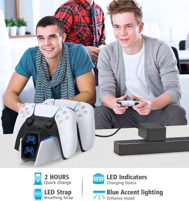 OIVO PS5 Charging Station, OIVO 2H Fast PS5 Controller Charger for Playstation 5 Dualsense Controller, Upgrade PS5 Charging Dock with 2 Types of Cable, PS5 Charger for Dual PS5 Controller, USBVisit the OIVO Store