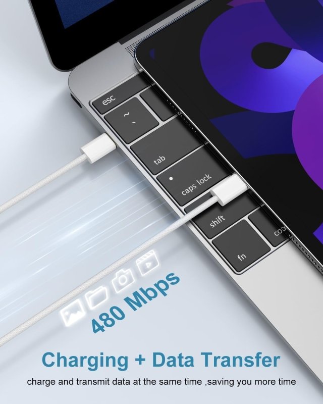 Type - C Charger 35W with Braided Cable | Fast USB - C Charging Adapter for iPhone 15, 16 Series, iPad, Samsung Galaxy S25/S24/S23 Ultra | Compatible with PD DevicesGeneric